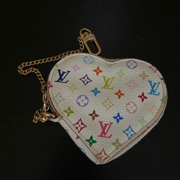 Louis Vuitton x Takashi Murakami white multicolor heart coin purse - Picture 17 of 17
